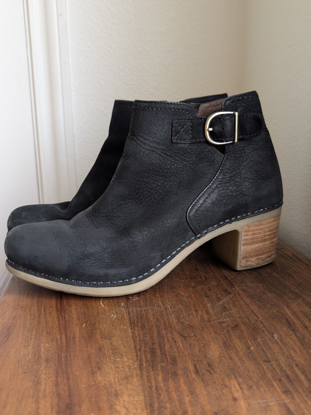 Dansko Delphine Women's Black & Brown Ankle Boots with Buckle